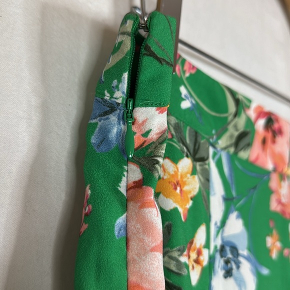 LOFT Floral Fluid Green Midi Skirt - Picture 6 of 7